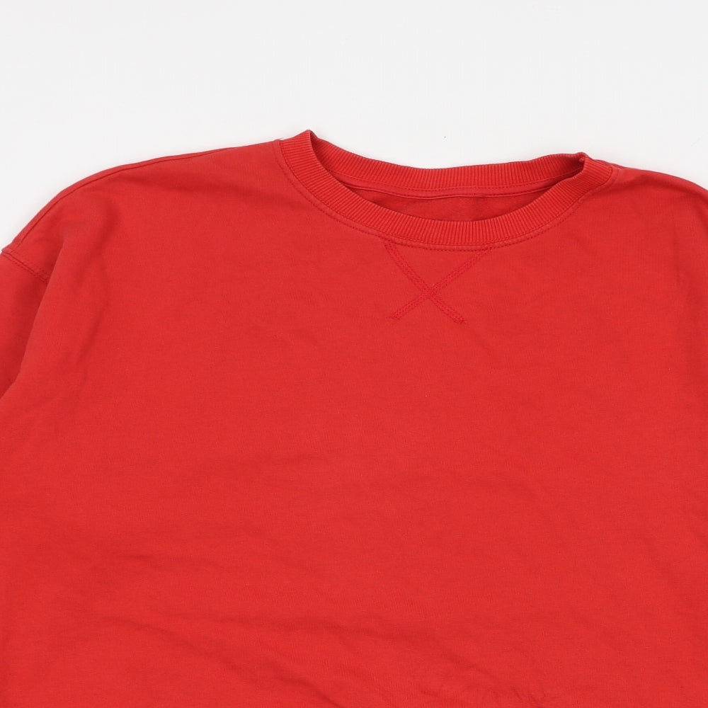 New Look Mens Red Cotton Pullover Sweatshirt Size M