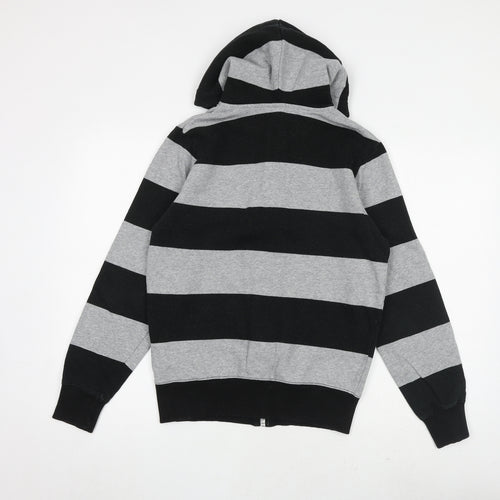 H&M Mens Grey Striped Cotton Full Zip Hoodie Size M