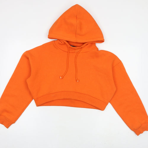 Zara Womens Orange Cotton Pullover Hoodie Size S Pullover