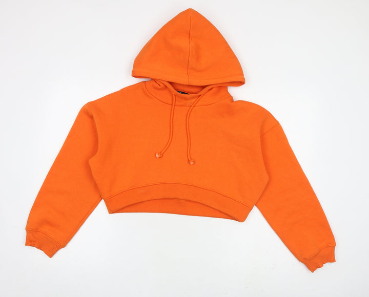 Zara Womens Orange Cotton Pullover Hoodie Size S Pullover
