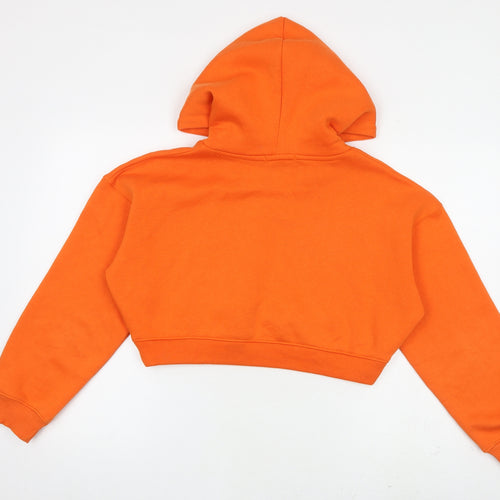 Zara Womens Orange Cotton Pullover Hoodie Size S Pullover