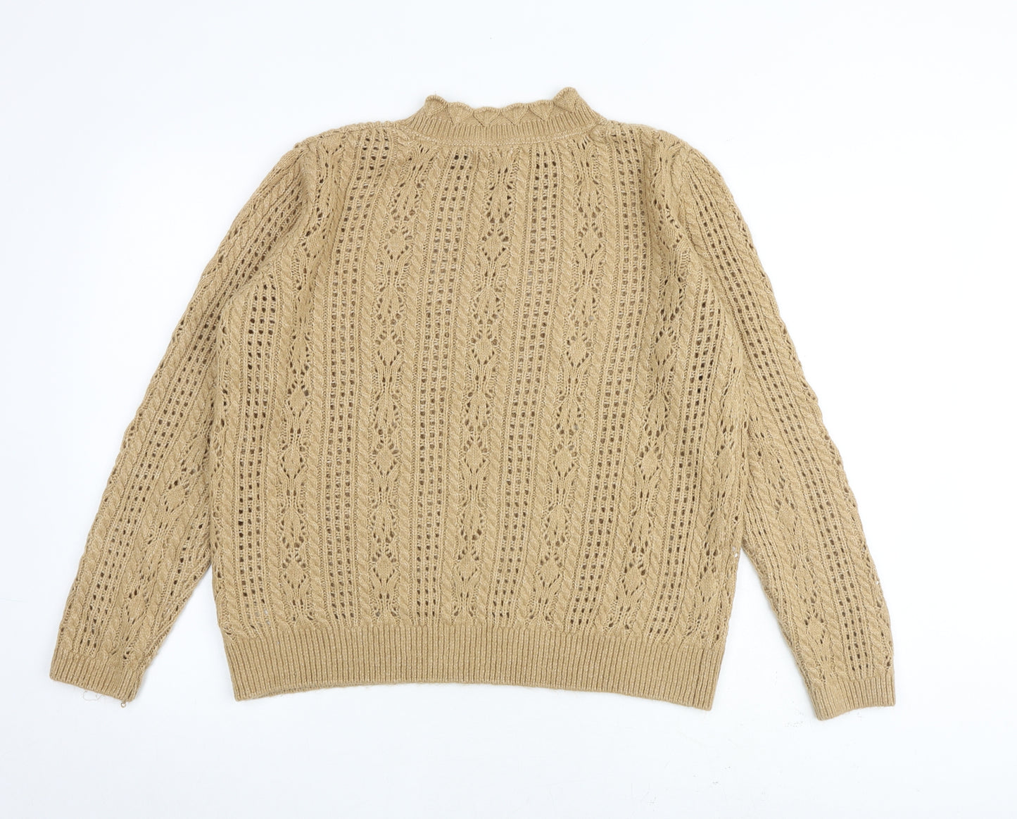 Fat Face Womens Beige Mock Neck Nylon Pullover Jumper Size 12