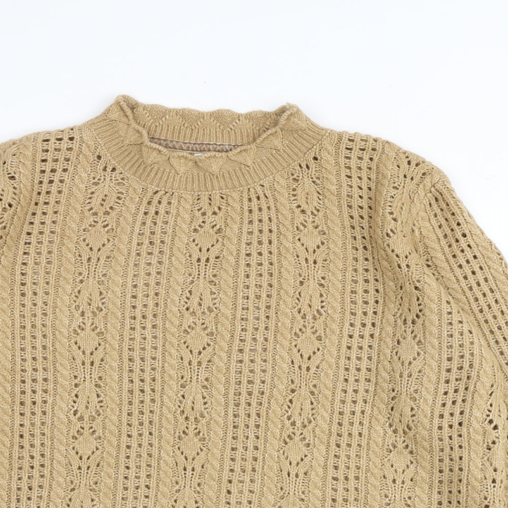 Fat Face Womens Beige Mock Neck Nylon Pullover Jumper Size 12