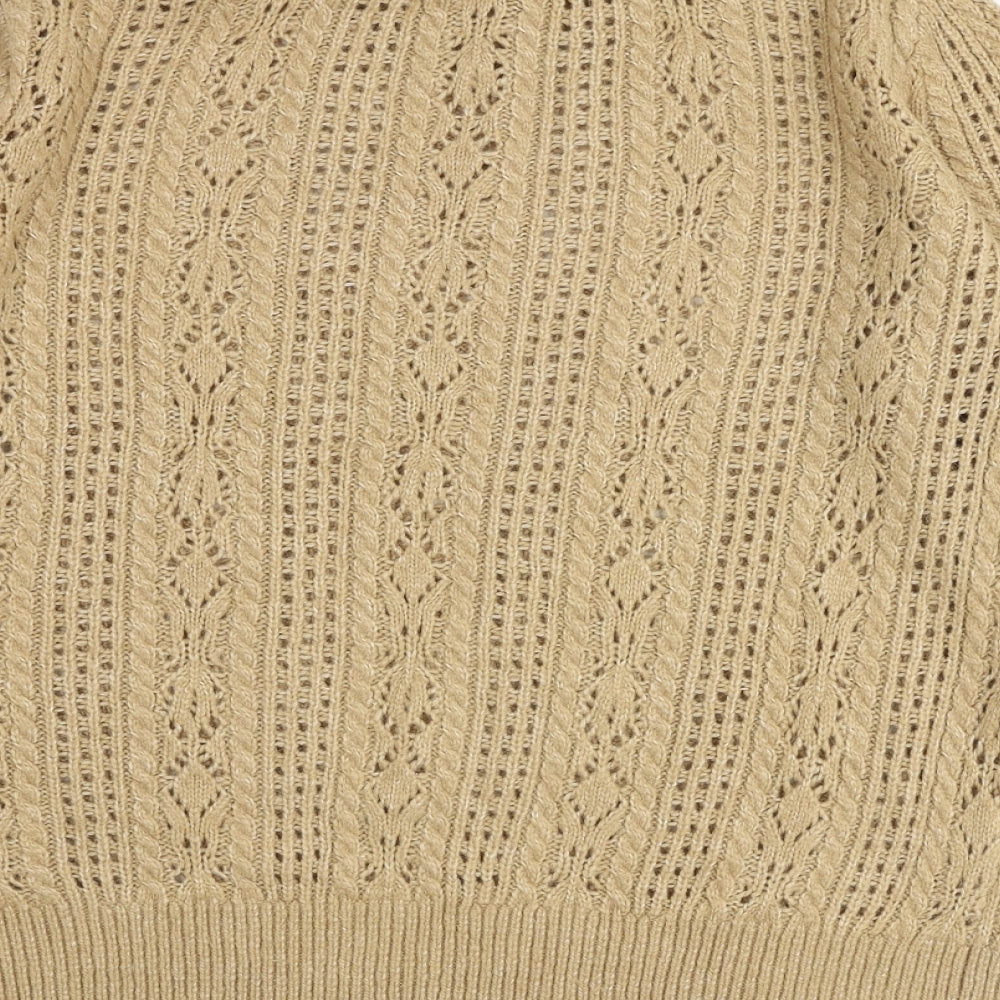 Fat Face Womens Beige Mock Neck Nylon Pullover Jumper Size 12