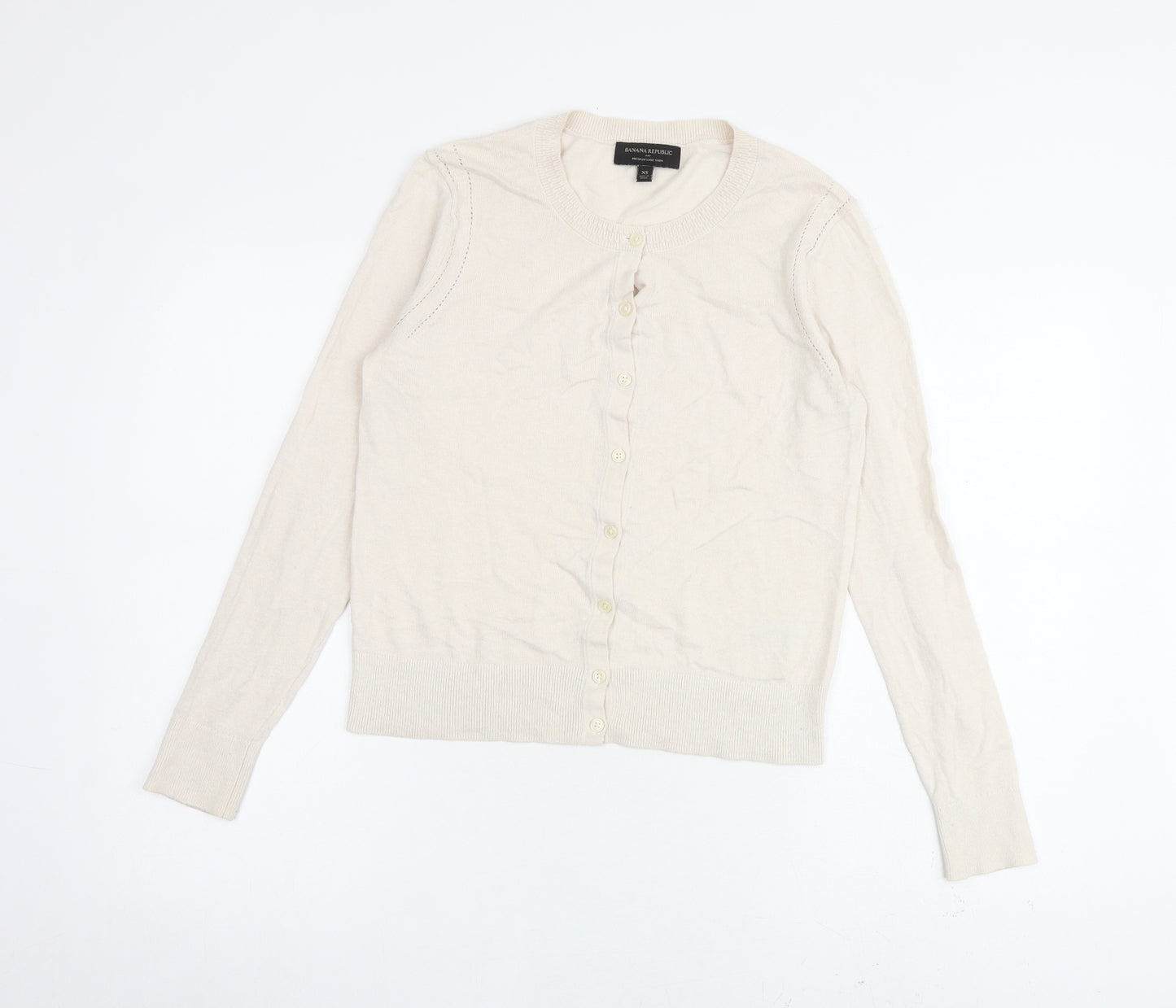 Banana Republic Womens Beige Round Neck Cotton Cardigan Jumper Size XS