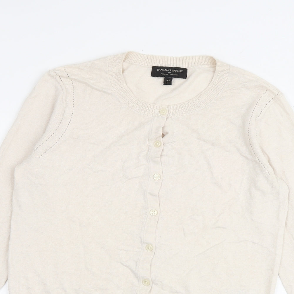 Banana Republic Womens Beige Round Neck Cotton Cardigan Jumper Size XS