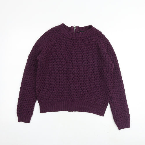 New Look Womens Purple Round Neck Acrylic Pullover Jumper Size 8