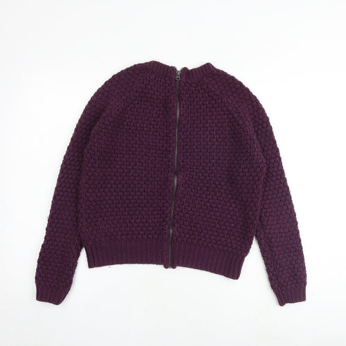 New Look Womens Purple Round Neck Acrylic Pullover Jumper Size 8