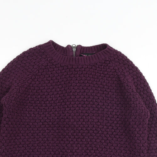 New Look Womens Purple Round Neck Acrylic Pullover Jumper Size 8