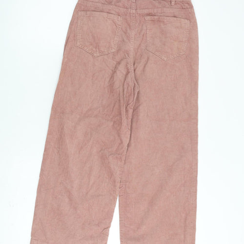 Denim & Co. Womens Pink Cotton Trousers Size 8 L23 in Regular Zip - Button Pockets