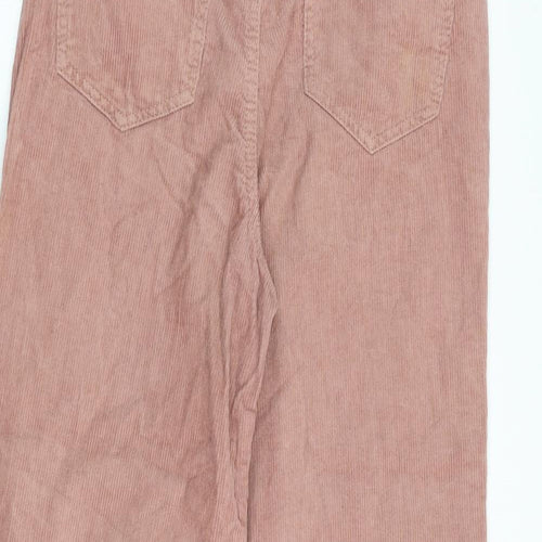Denim & Co. Womens Pink Cotton Trousers Size 8 L23 in Regular Zip - Button Pockets