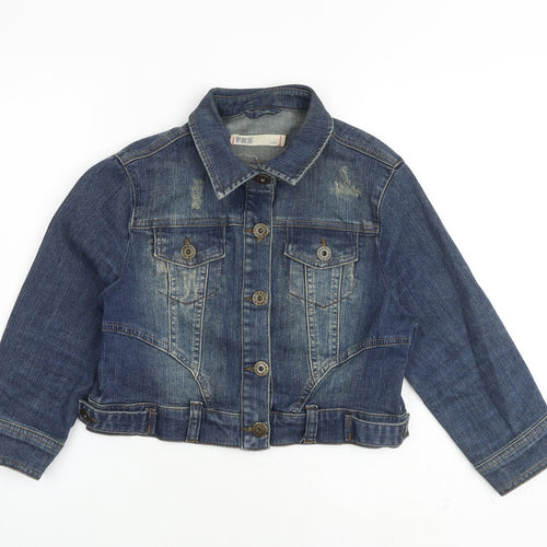 YESYES Womens Blue Jacket Size 14 Button - Cropped
