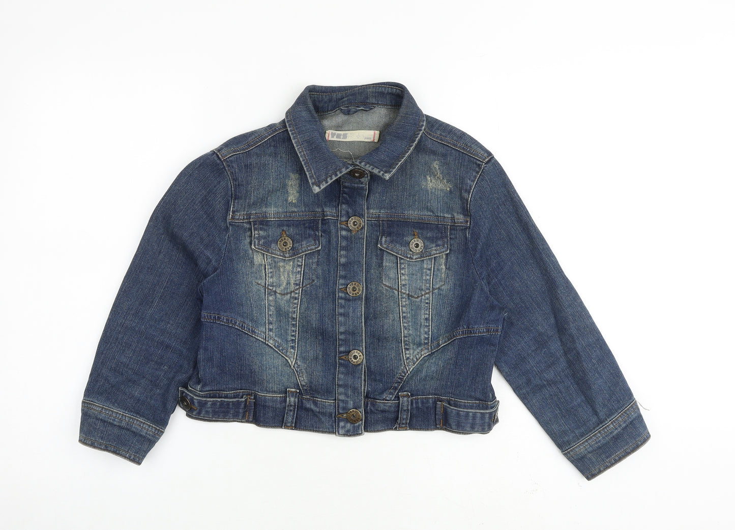 YESYES Womens Blue Jacket Size 14 Button - Cropped