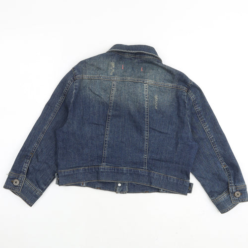 YESYES Womens Blue Jacket Size 14 Button - Cropped