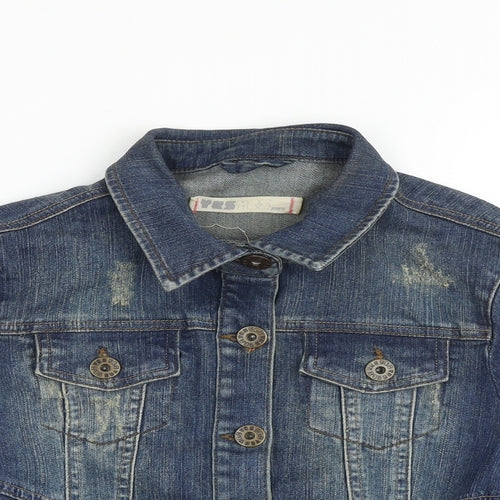 YESYES Womens Blue Jacket Size 14 Button - Cropped