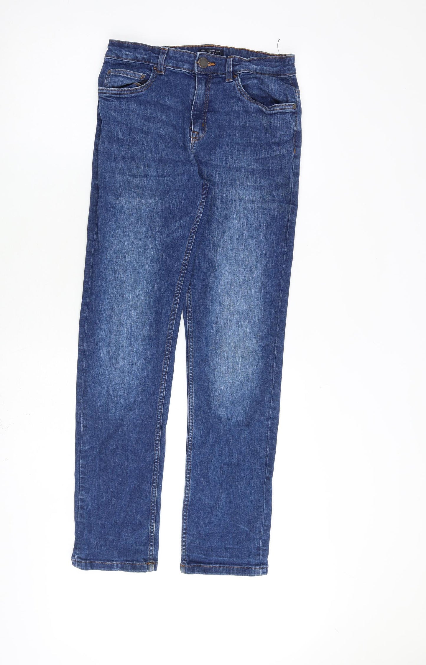 NEXT Boys Blue Cotton Straight Jeans Size 14 Years L28 in Regular Zip - Elasticated Waist