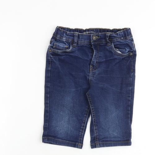 Denim & Co. Boys Blue Cotton Bermuda Shorts Size 7-8 Years L11 in Regular Zip