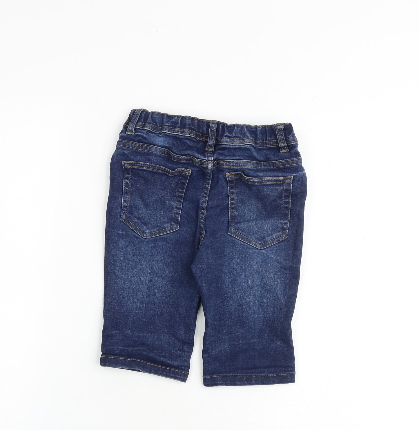 Denim & Co. Boys Blue Cotton Bermuda Shorts Size 7-8 Years L11 in Regular Zip