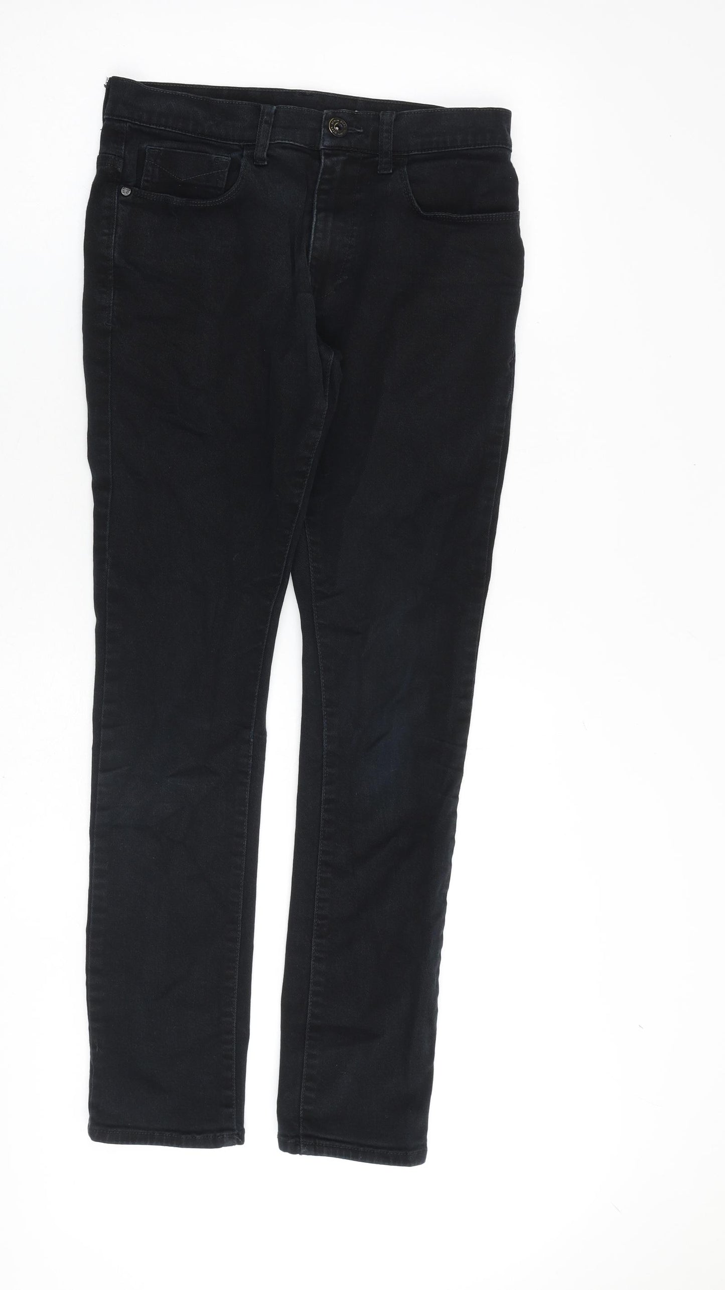 F&F Mens Black Cotton Skinny Jeans Size 30 in L32 in Slim Zip