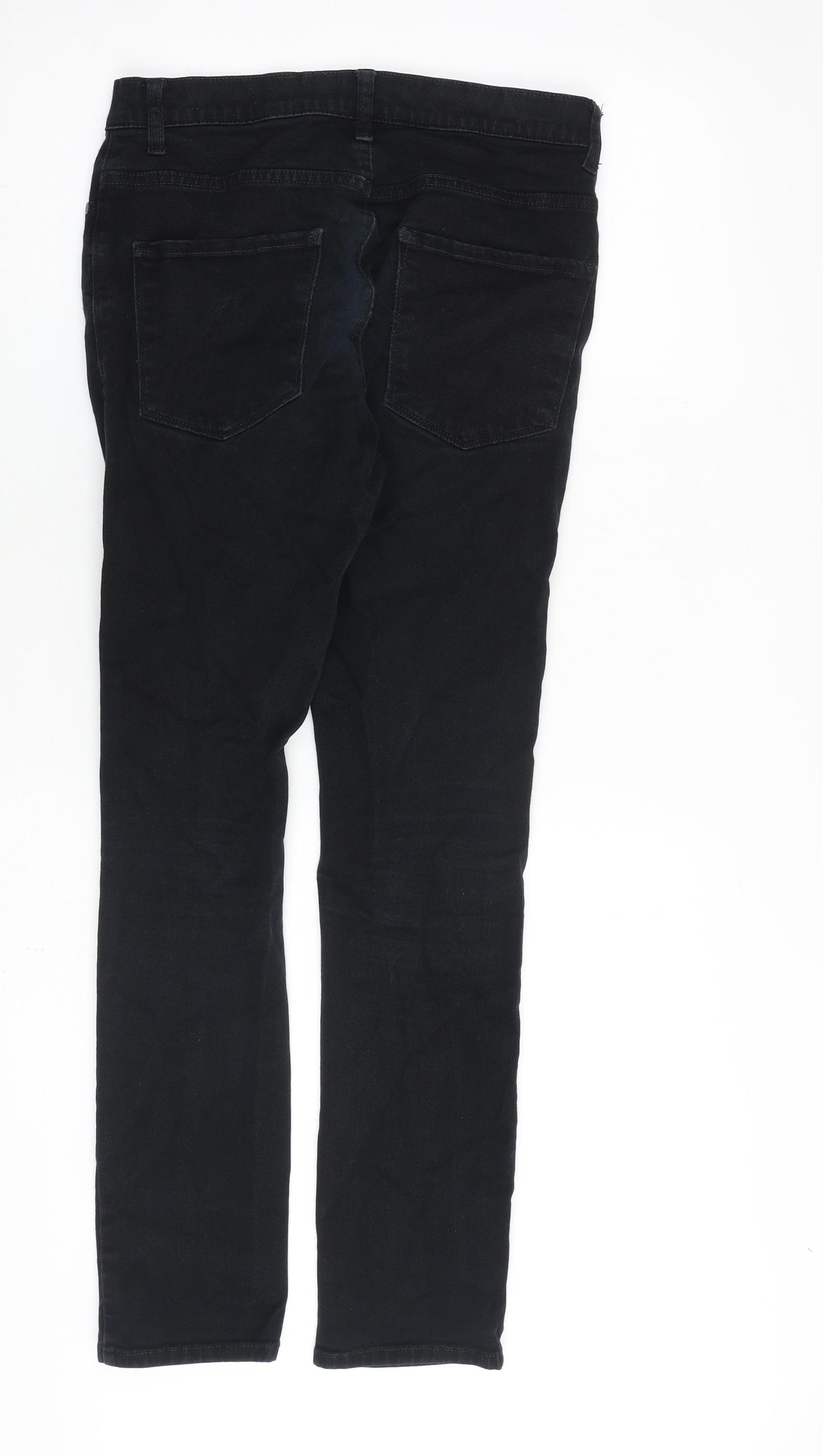 F&F Mens Black Cotton Skinny Jeans Size 30 in L32 in Slim Zip