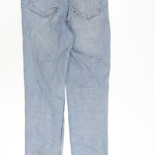 Zara Womens Blue Cotton Straight Jeans Size 8 L28 in Regular Zip