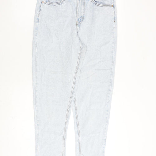 Denim & Co. Womens Blue Cotton Mom Jeans Size 10 L28 in Regular Zip