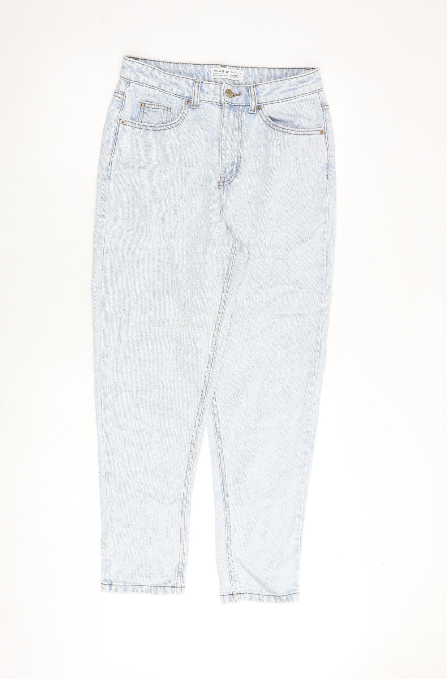 Denim & Co. Womens Blue Cotton Mom Jeans Size 10 L28 in Regular Zip