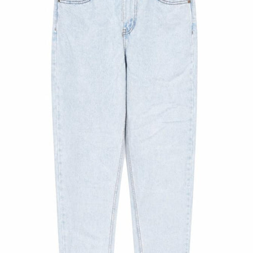 Denim & Co. Womens Blue Cotton Mom Jeans Size 10 L28 in Regular Zip