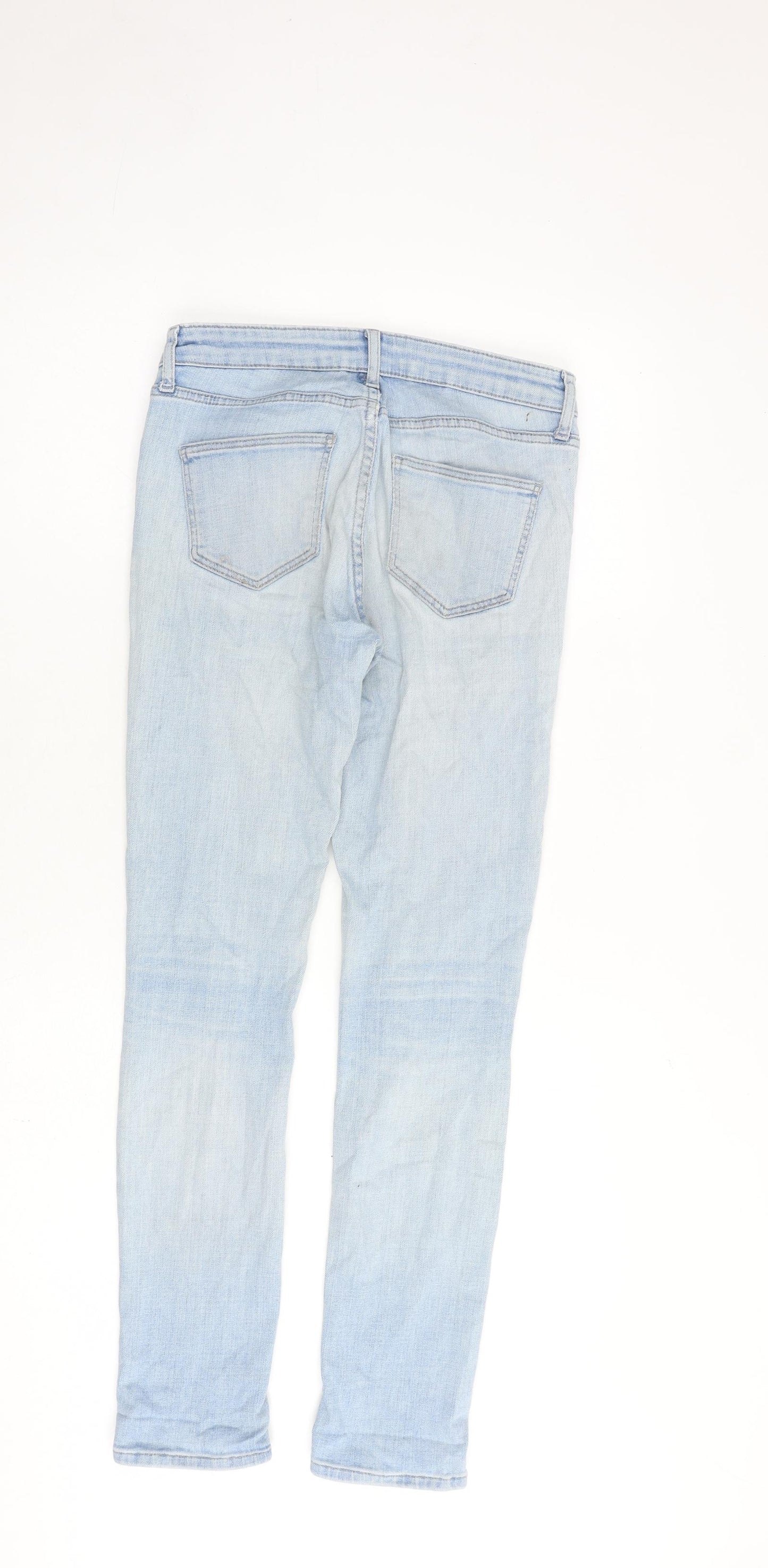 Topshop Womens Blue Cotton Skinny Jeans Size 26 in L30 in Regular Zip