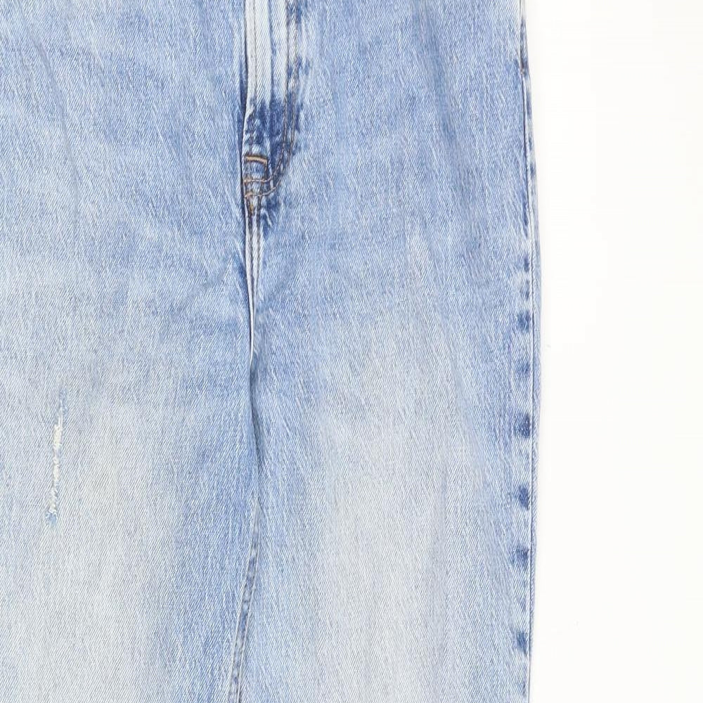 Zara Womens Blue Cotton Straight Jeans Size 10 L29 in Regular Zip