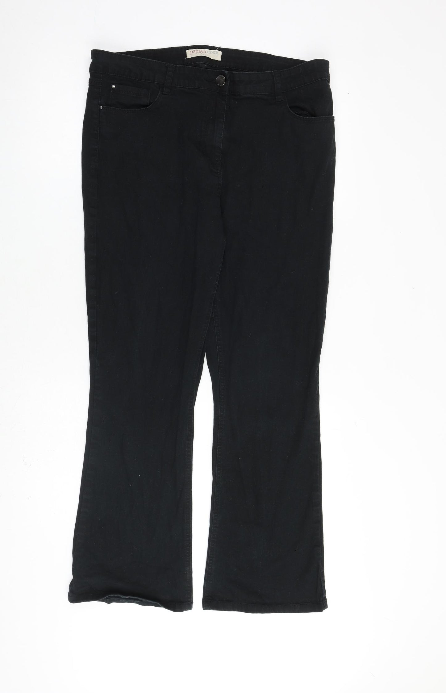 Papaya Womens Black Cotton Straight Jeans Size 16 L28 in Regular Zip