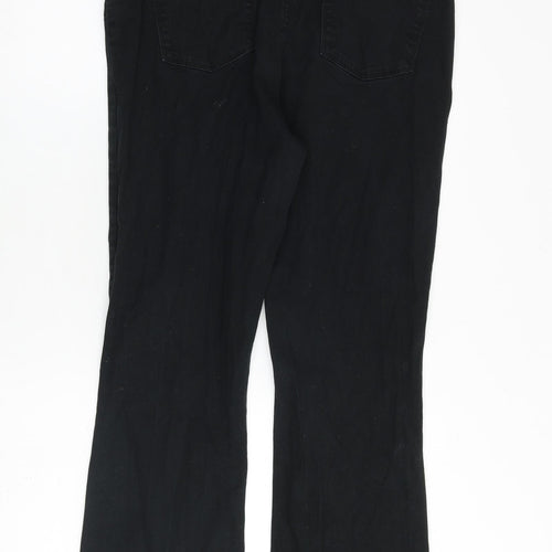 Papaya Womens Black Cotton Straight Jeans Size 16 L28 in Regular Zip
