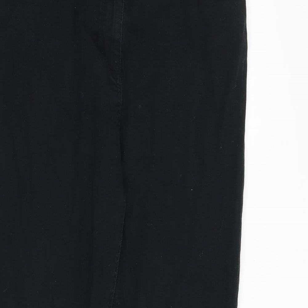 Papaya Womens Black Cotton Straight Jeans Size 16 L28 in Regular Zip