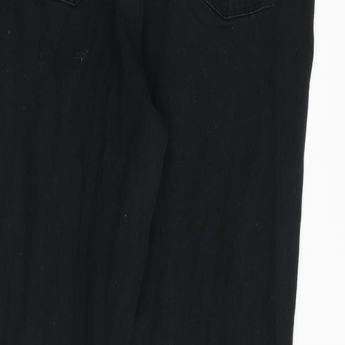 Papaya Womens Black Cotton Straight Jeans Size 16 L28 in Regular Zip
