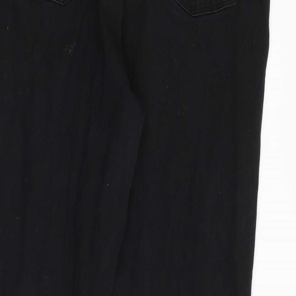 Papaya Womens Black Cotton Straight Jeans Size 16 L28 in Regular Zip
