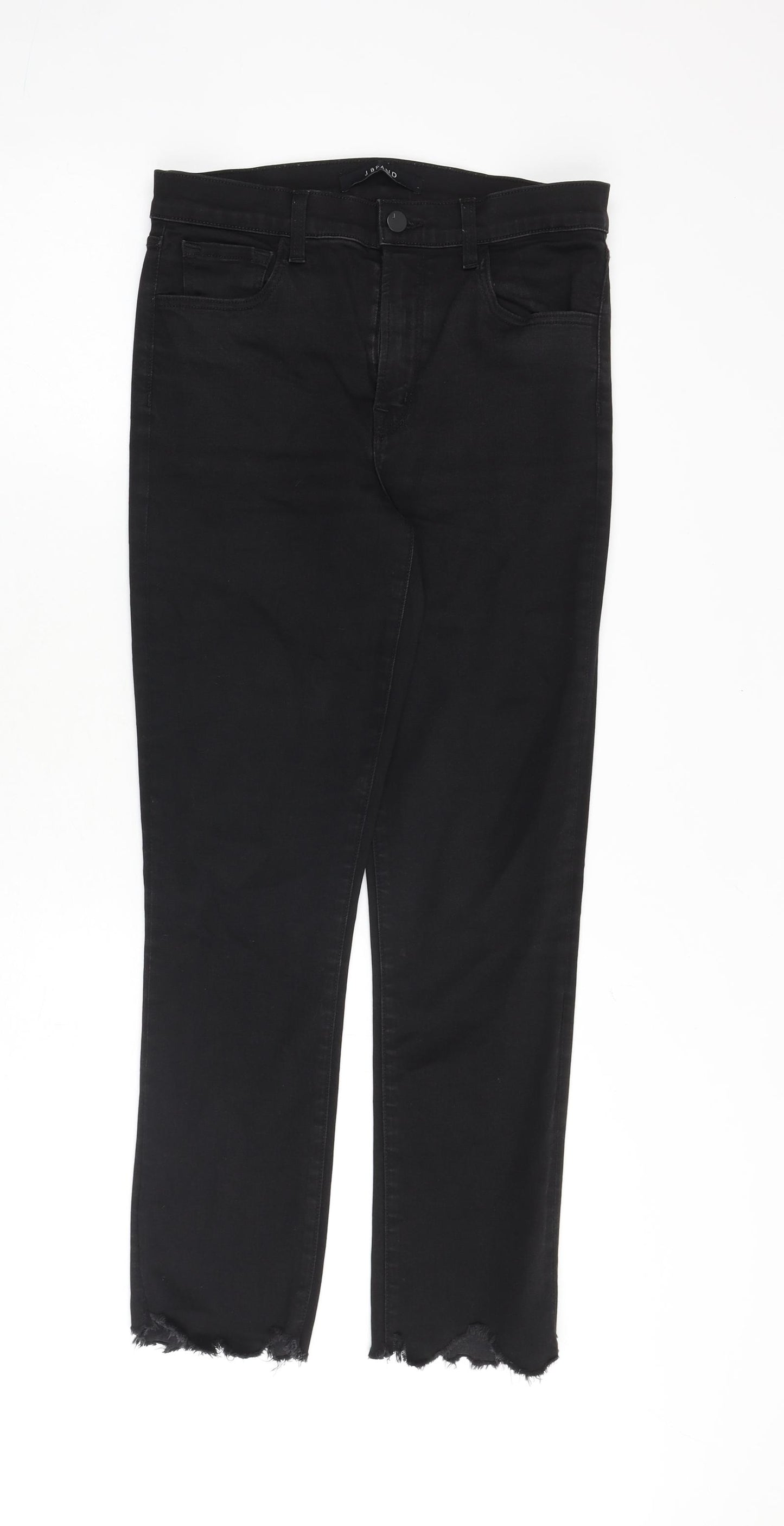 J Brand Womens Black Cotton Straight Jeans Size 27 in L27 in Regular Zip - Raw Hem