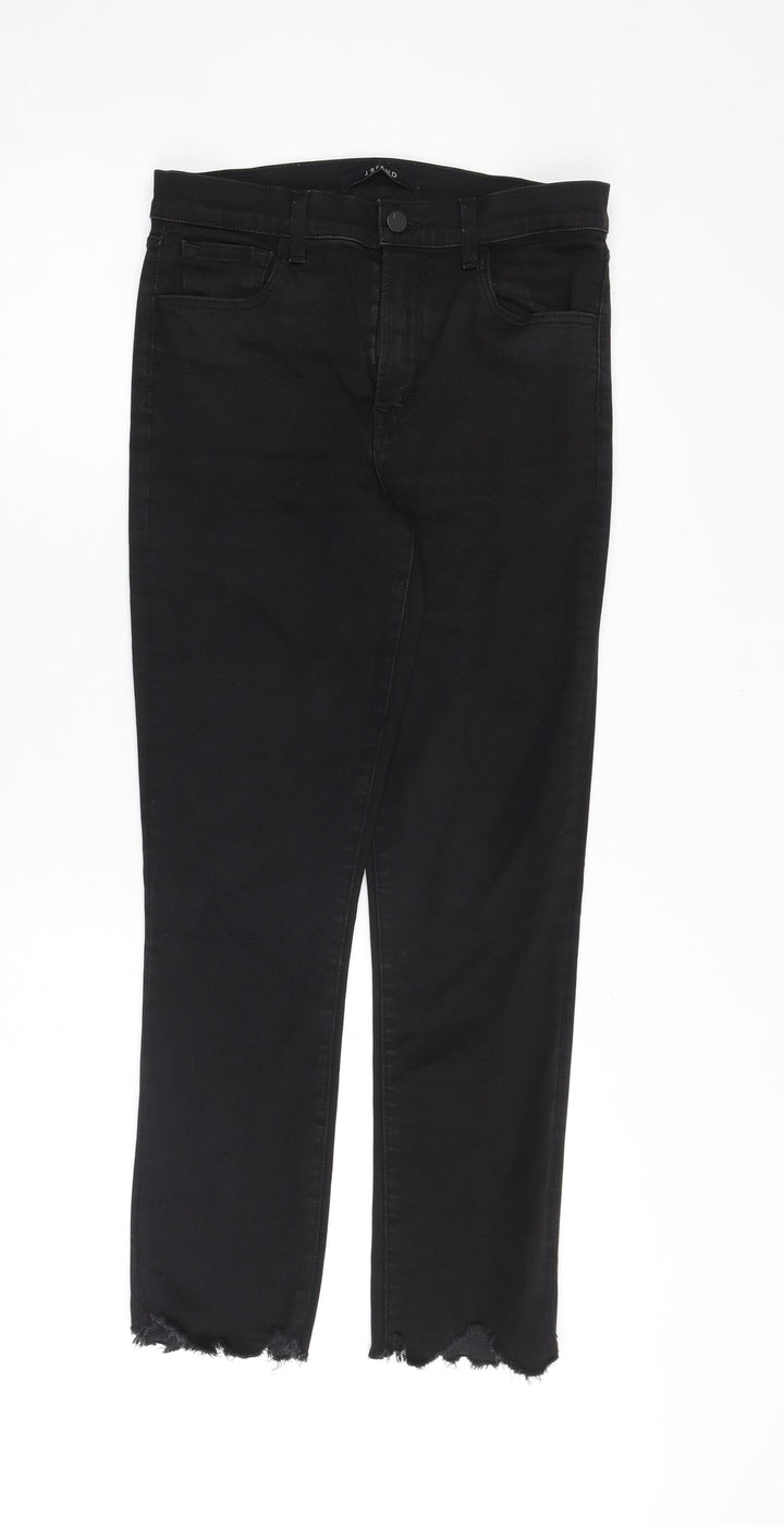 J Brand Womens Black Cotton Straight Jeans Size 27 in L27 in Regular Zip - Raw Hem