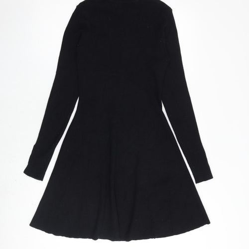 Michelle Keegan Womens Black Viscose A-Line Size 10 Roll Neck Pullover
