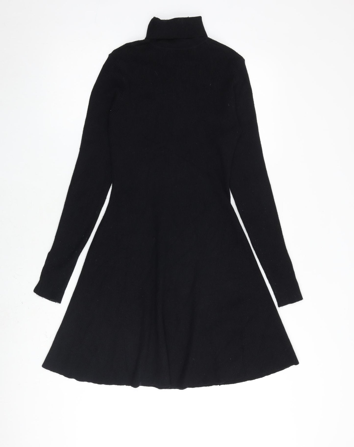 Michelle Keegan Womens Black Viscose A-Line Size 10 Roll Neck Pullover