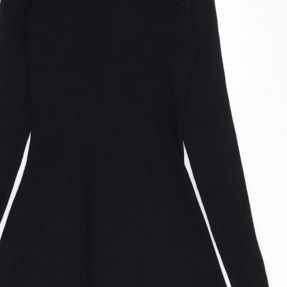 Michelle Keegan Womens Black Viscose A-Line Size 10 Roll Neck Pullover