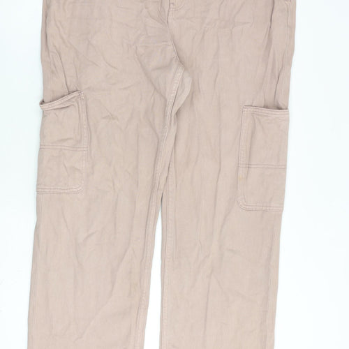 Monki Womens Pink Cotton Straight Jeans Size 34 in L31 in Regular Zip