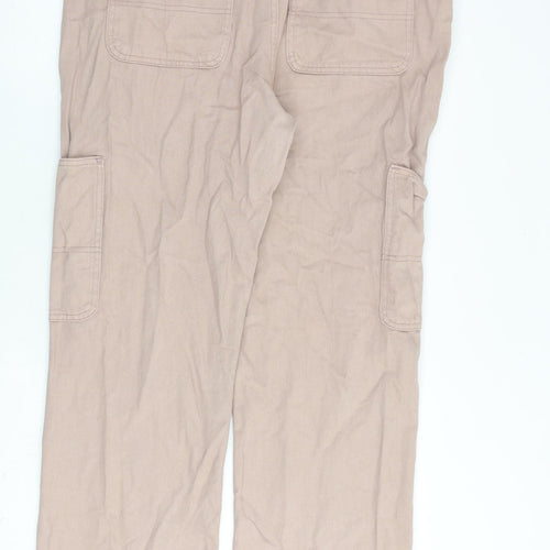 Monki Womens Pink Cotton Straight Jeans Size 34 in L31 in Regular Zip