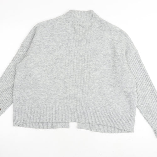Miss Selfridge Womens Grey V-Neck Acrylic Cardigan Jumper Size M