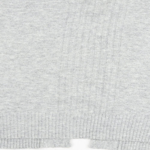 Miss Selfridge Womens Grey V-Neck Acrylic Cardigan Jumper Size M