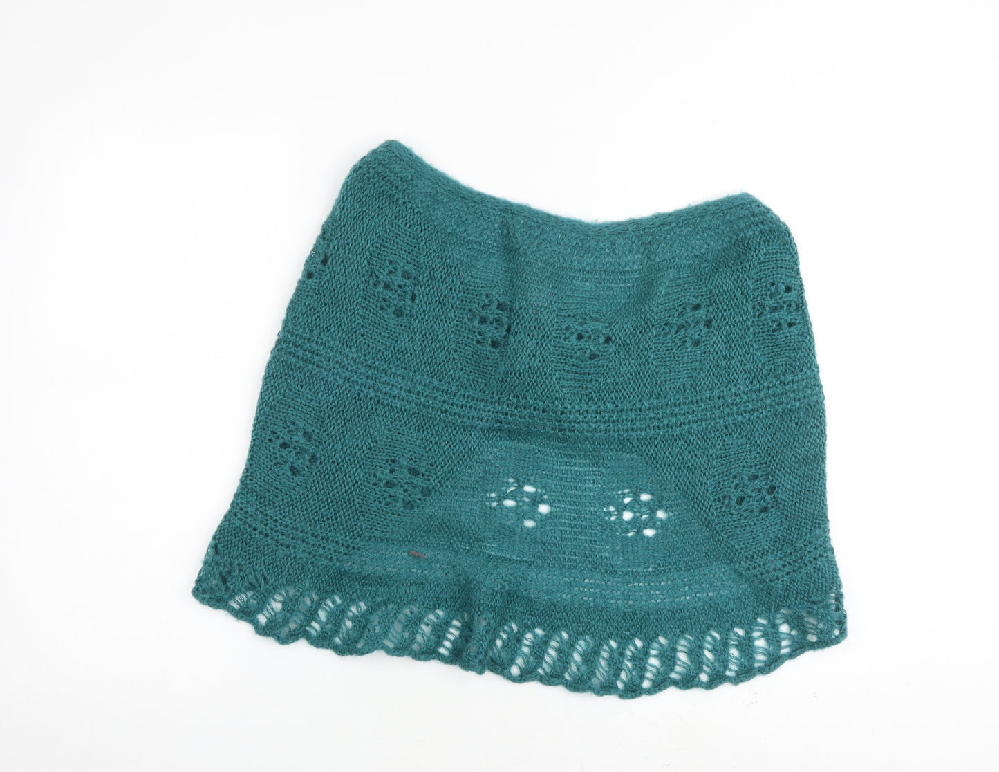 Per Una Womens Green V-Neck Acrylic Shrug Jumper One Size - Floral Detail