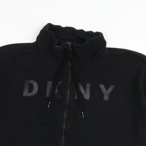 DKNY Womens Black Cotton Full Zip Sweatshirt Size M Zip