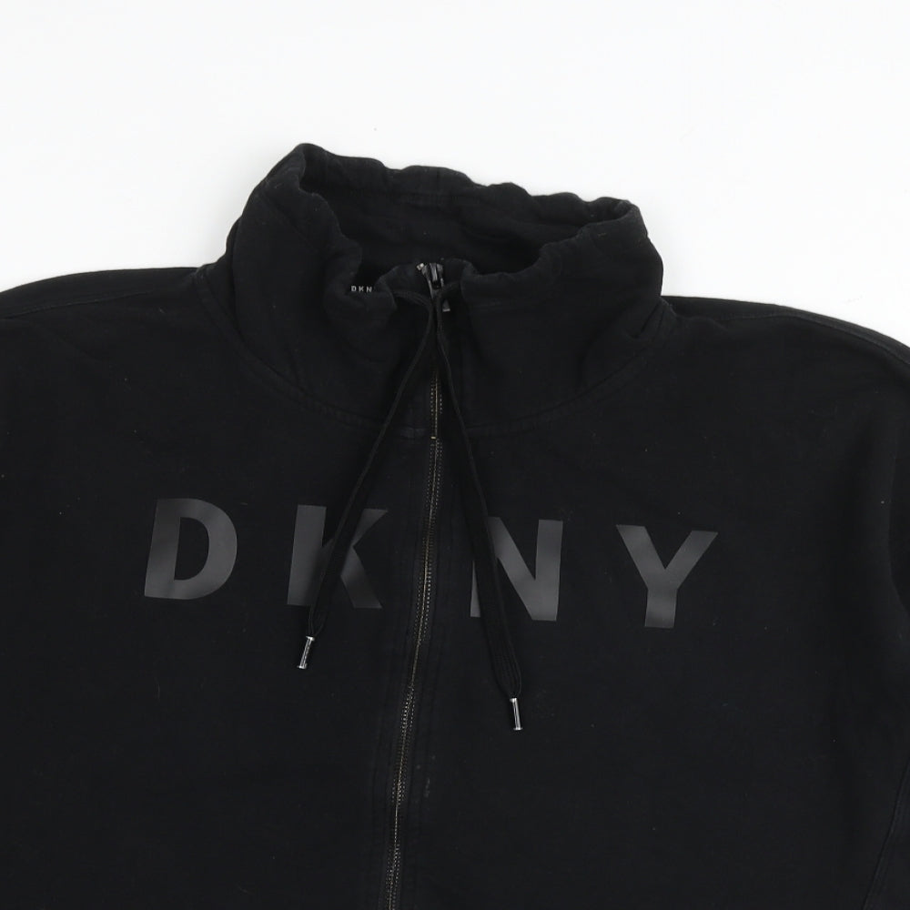 DKNY Womens Black Cotton Full Zip Sweatshirt Size M Zip