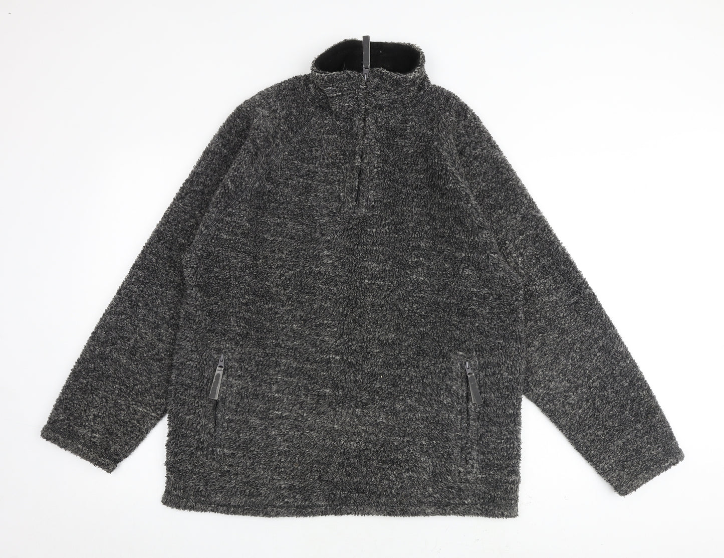 Crosshatch Mens Grey Polyester Pullover Sweatshirt Size M - Quarter-Zip
