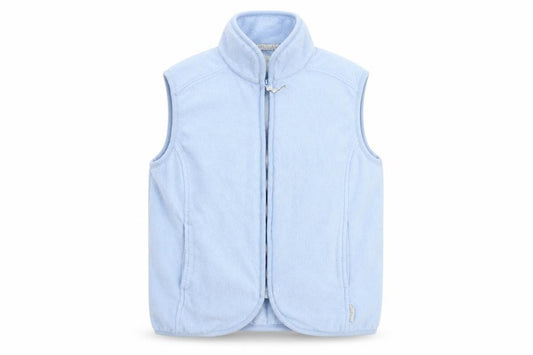 Front view of DC Sportswear women’s blue gilet jacket, size M, zip - pockets