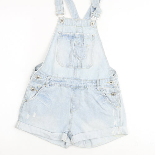 Denim & Co. Womens Blue 100% Cotton Dungaree One-Piece Size 6 Buckle